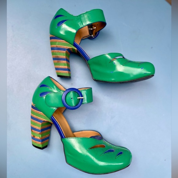 John Fluevog Views Maier Green Heels - US 7 - Picture 3 of 13